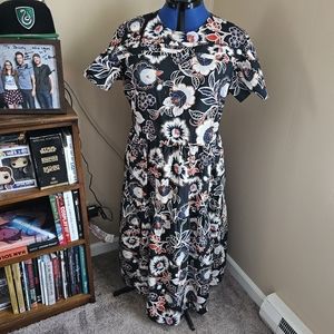 EUC Who What Wear Floral Midi Dress - Black and Red - XL